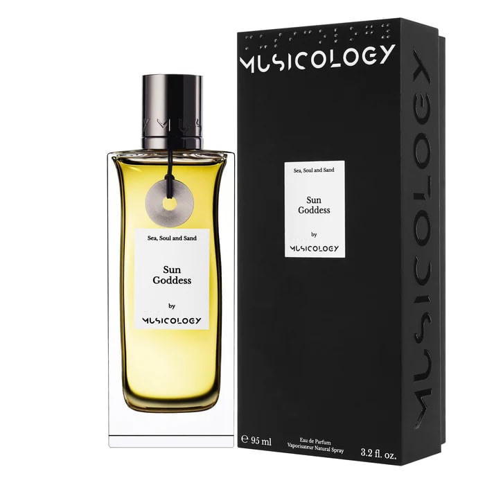 MUSICOLOGY SUN GODNESS EDP 95 ML SUN GODNESS EDP 95 MLUna fragranza con un chiaro ritmo solare. Cattura e poi magnetizza con un vortice radiante di fiori d'arancio e frangipane.Questo soffio di luce naturale luminosa è trasmesso dall'iconico gelsomino Sam