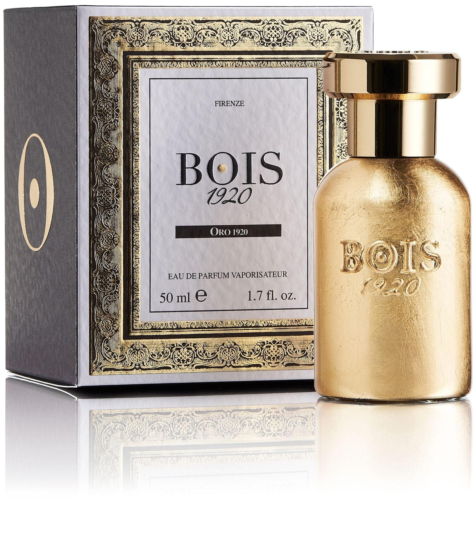 BOIS 1920 ORO 1920 EDP 50 ML ORO 1920 EDP 50 MLUna fragranza decisa e profonda, a tratti oscura e per questo magnetica. Una fantasia olfattiva che si apre in un intreccio di eleganti nuances di Zenzero ed Incenso, sfiorate da inedite carezze di Abete Arom