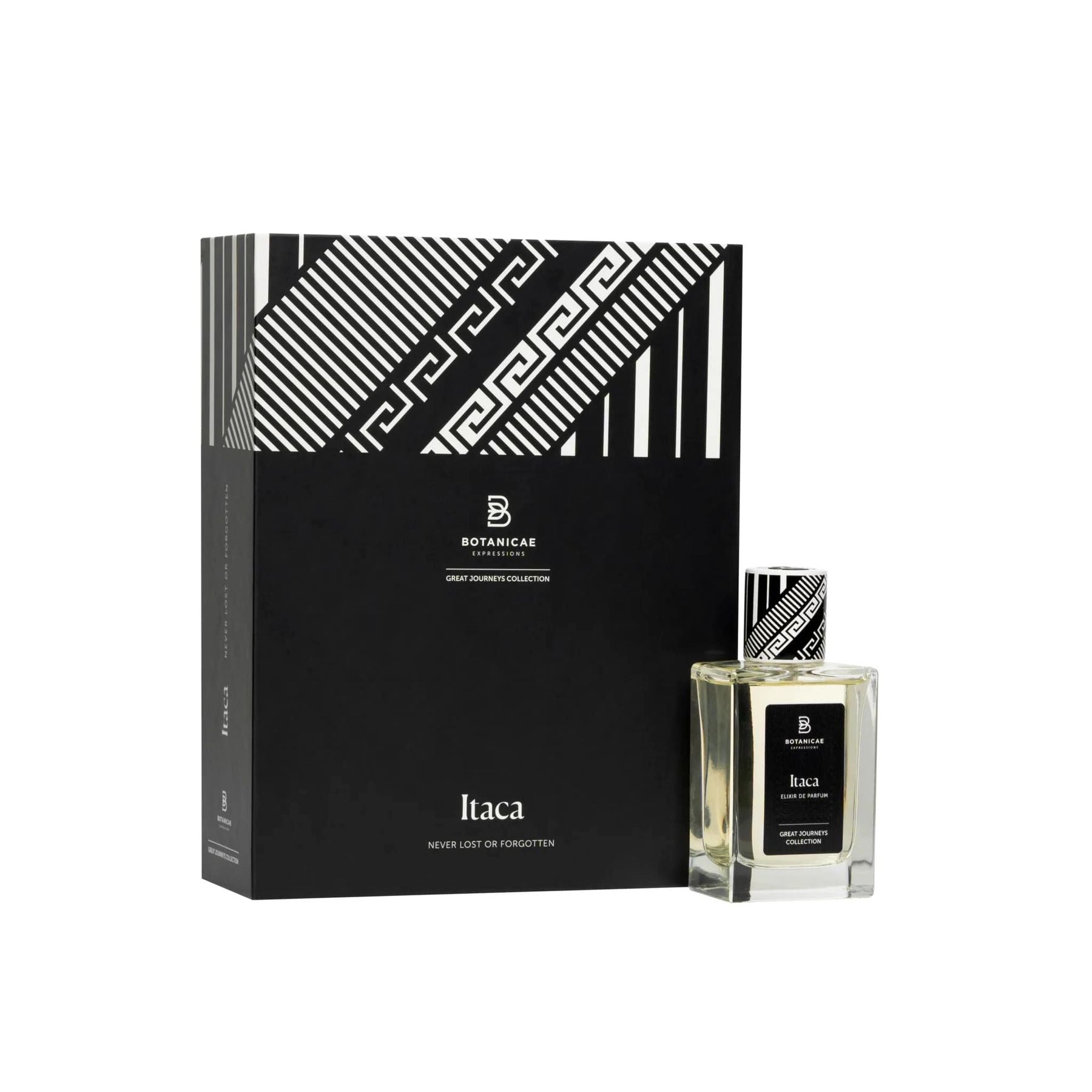 BOTANICAE EXPRESSIONS ITACA ELIXIR DE PARFUM 75ML Attraverso “Itaca”, ti invitiamo a imbarcarti in un viaggio olfattivo che ti condurrà attraverso i paesaggi della poesia di Kavafis sull’Odissea, dove ogni nota rappresenta un verso, ogni goccia un’emozion