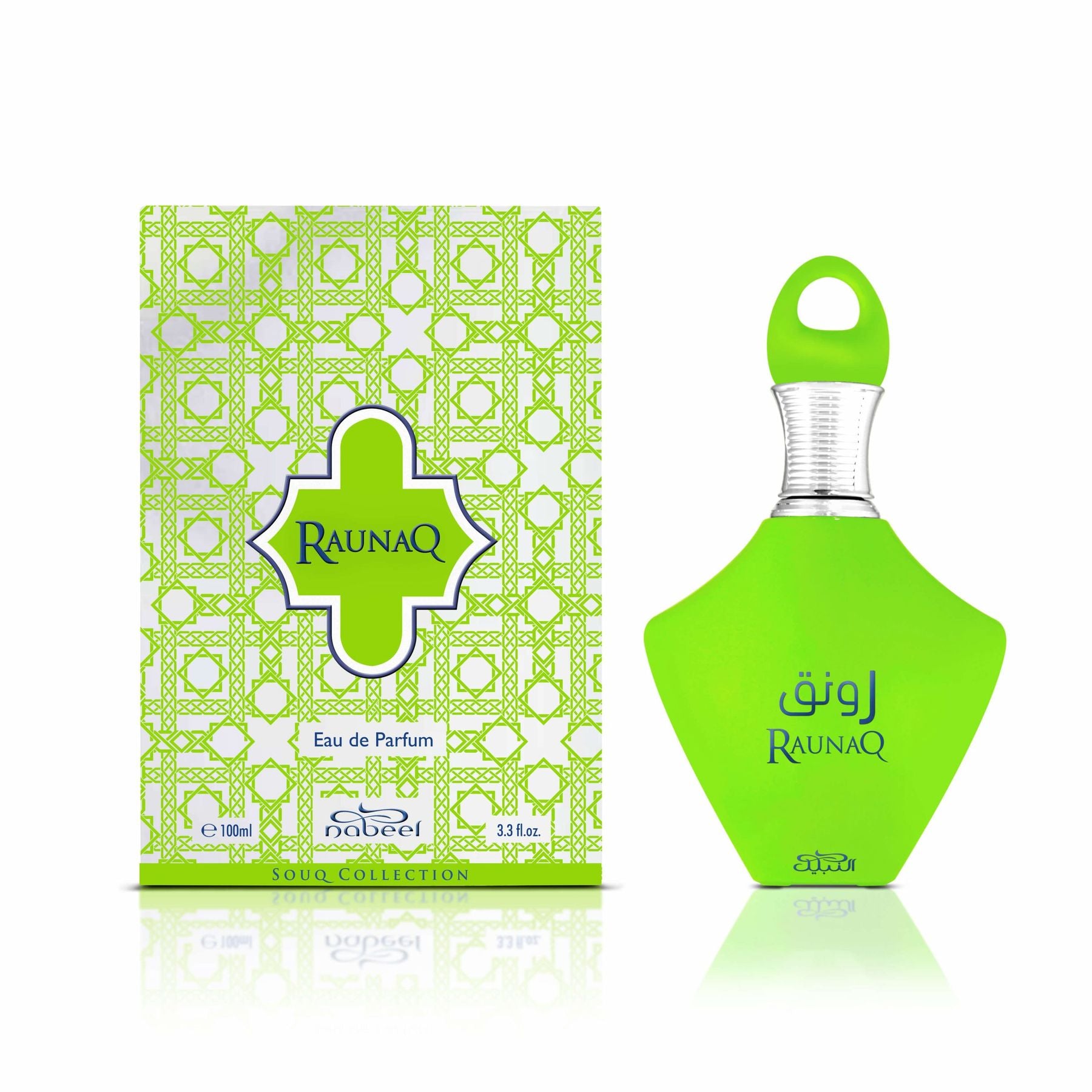 NABEEL RAUNAQ EDP 100 ML Elegantissimo, fresco ed intenso Raunaq è un profumo floreale che si apre con un vivace accordo di agrumi. Nel cuore una nota esotica di eucalipto si mescola a sentori di ylang-ylang e cypriol per creare un vibrante miscuglio flor